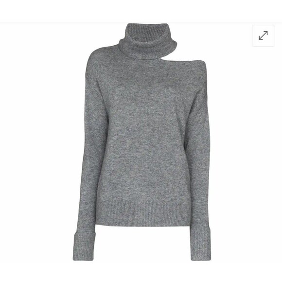 Paige Raundi Cold-Shoulder Turtleneck Wool-Blend Sweater Gray SZ Large $259 EUC - Picture 1 of 11